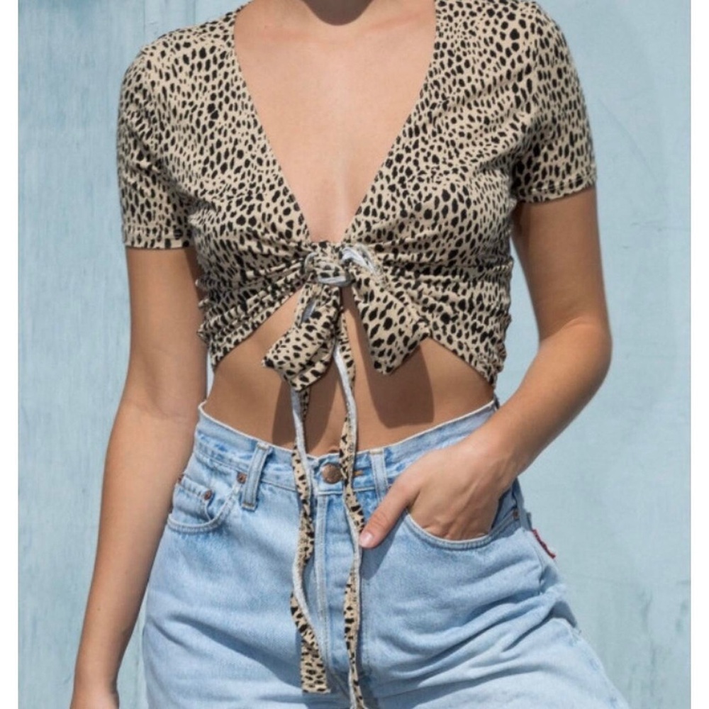 Brandy Melville Cheetah Print Wrap Crop Top